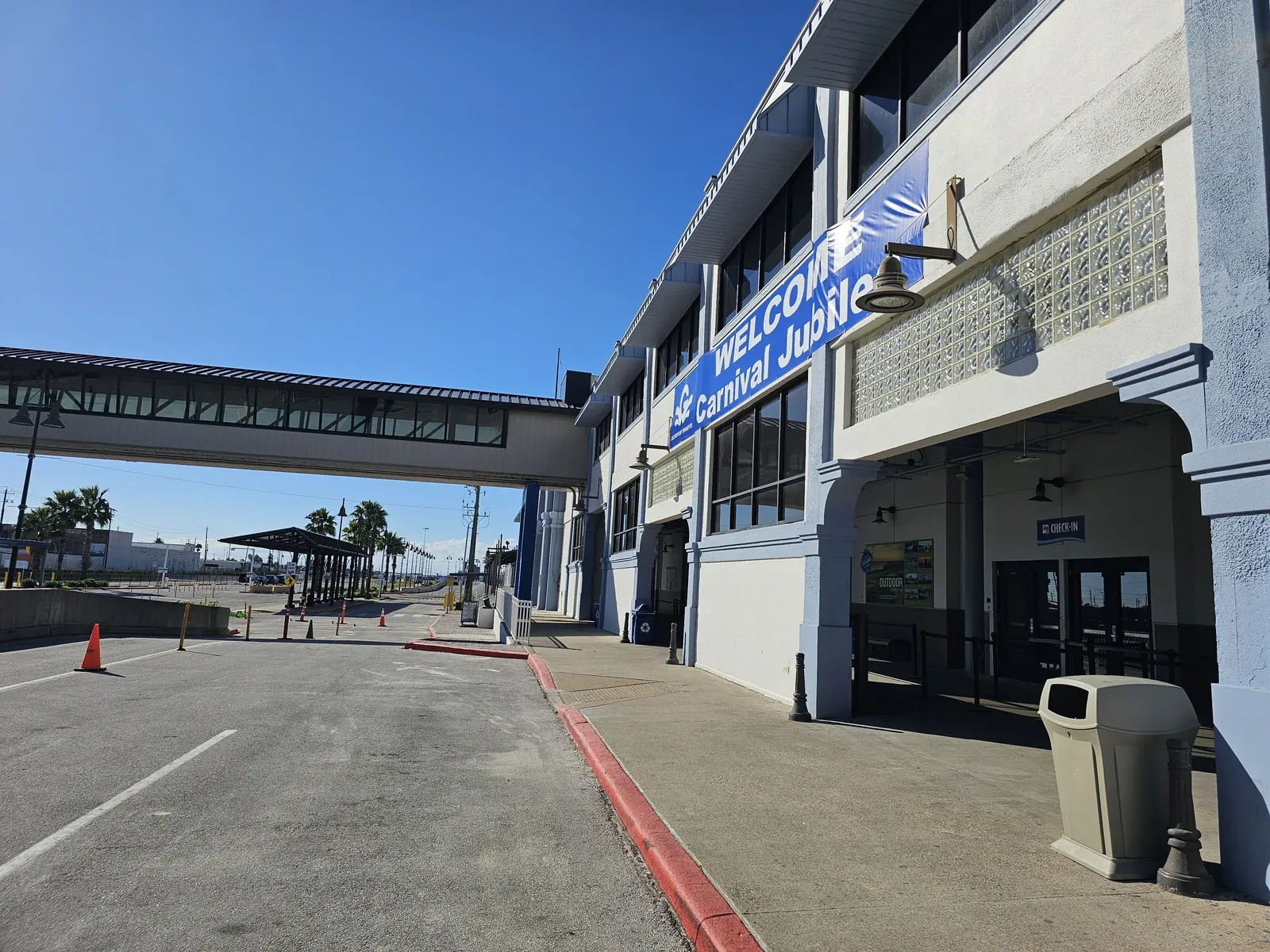 Passenger check-in entrance at Galveston Cruise Terminal 25